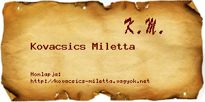 Kovacsics Miletta névjegykártya